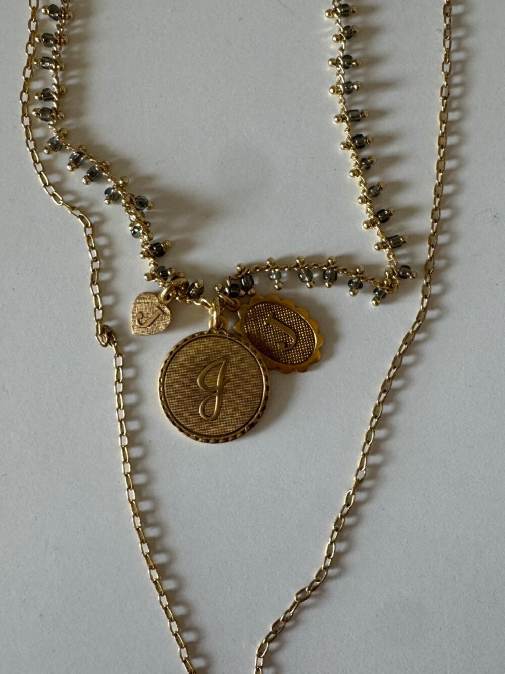 NWT John Wind Maximal Art Signature Collection Three Tier Necklace Gold Long Gre - Picture 4 of 5